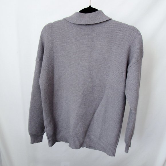 GRAY Boxy Cardigan Knit Sweater Casual Minimal Modern Utility SIZE-S - Picture 6 of 8